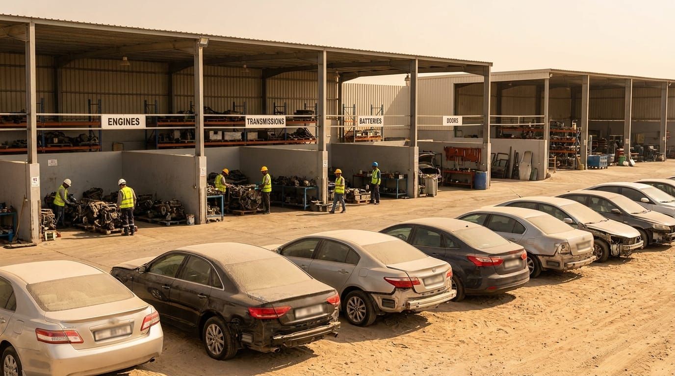 Vehicles being dismantled and sorted for recycling